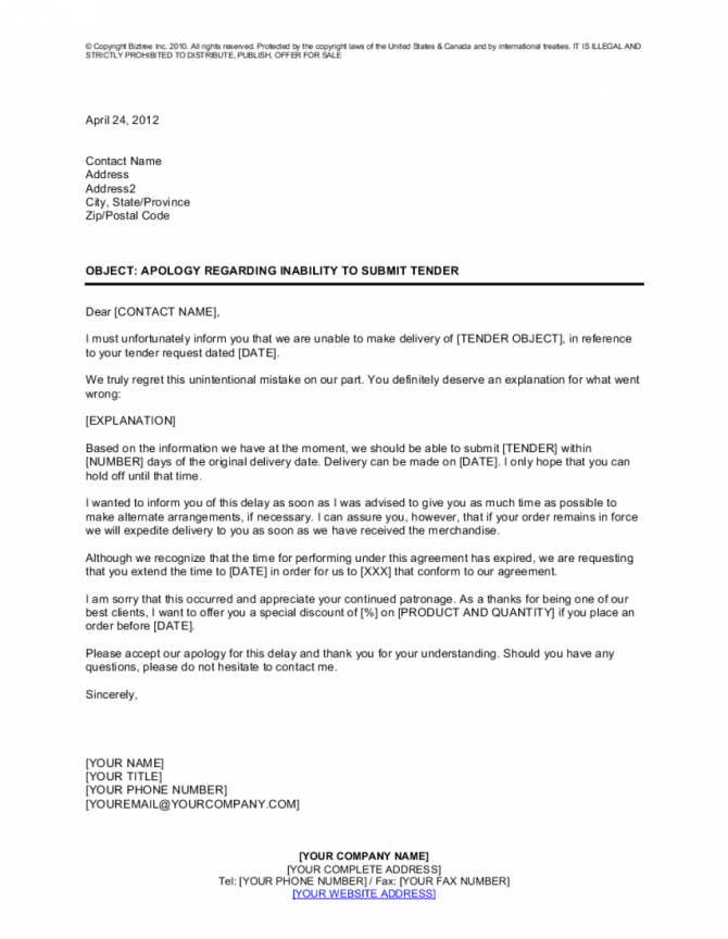 Tender Enquiry Letter Samples & Templates Download