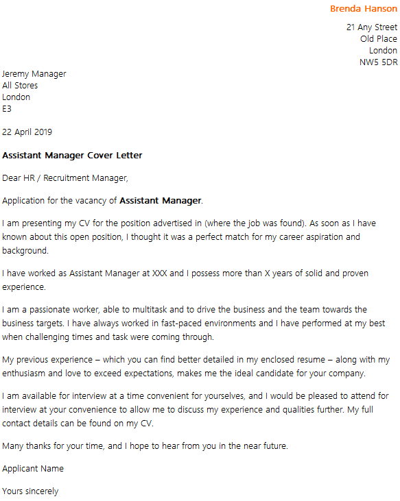 Human Resource Assistant Cover Letter Examples QwikResume