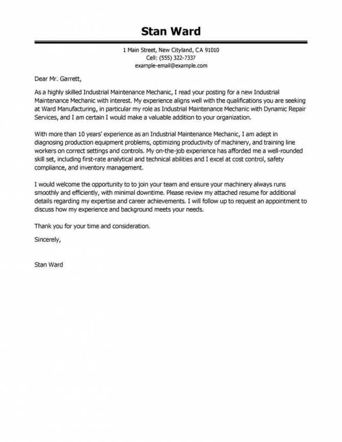 Maintenance Management Cover Letter Gotilo