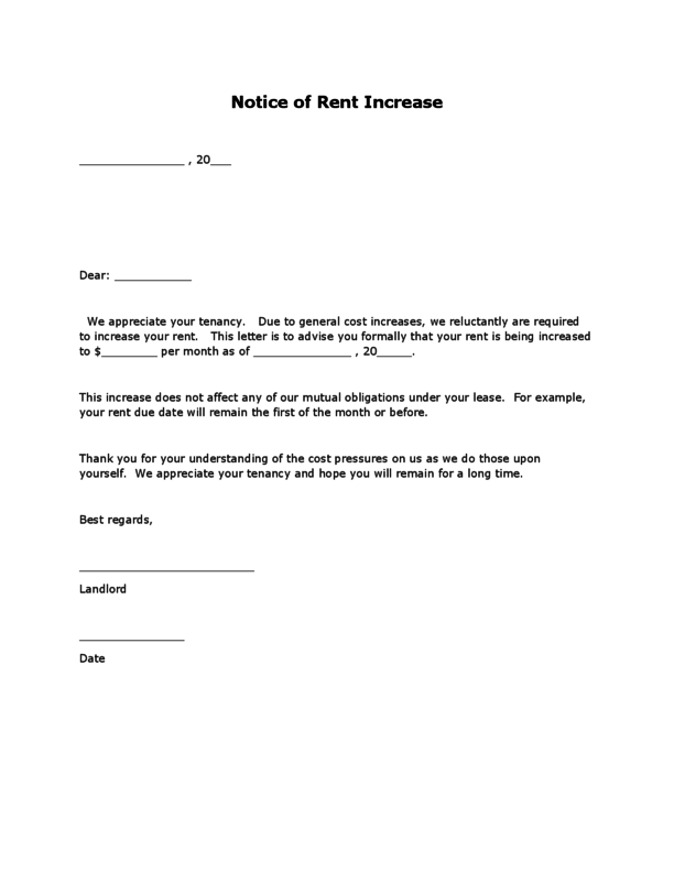Rent Increase Letter From Landlord Gotilo