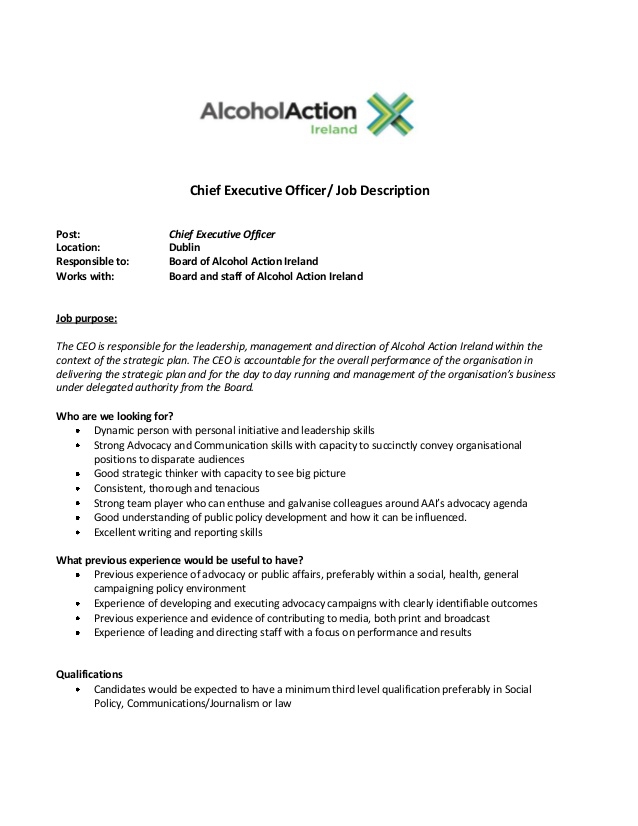 Chief Executive Officer Job Description Gotilo