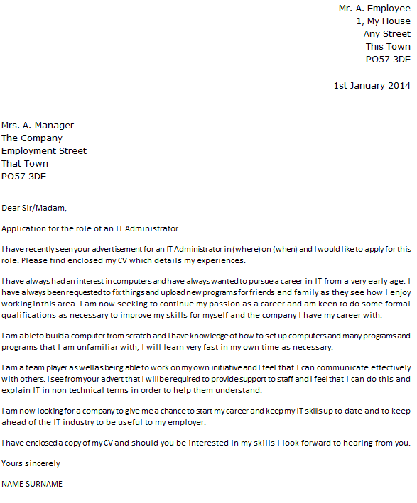 Contract Administration Cover Letter Samples & Templates Download