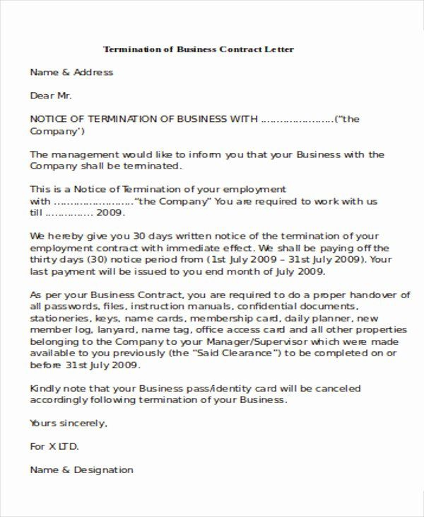 Termination Of Business Relationship Letter Gotilo