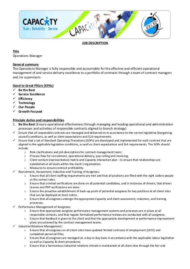 General And Operations Manager Job Description Gotilo