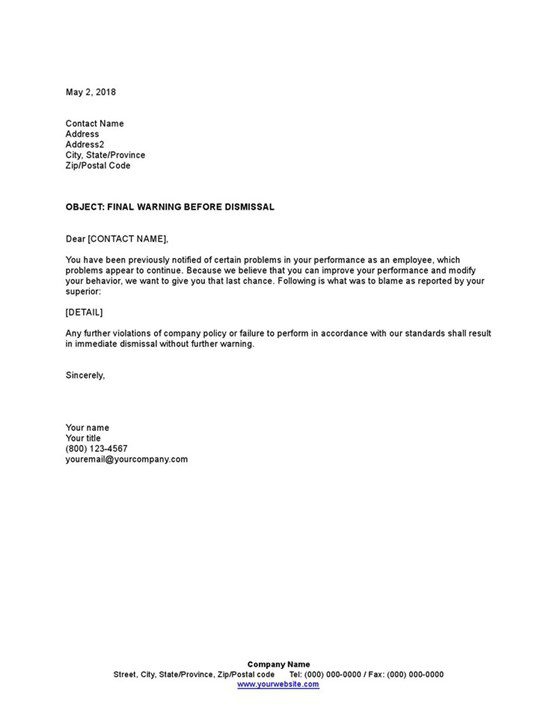 Final Warning Before Dismissal