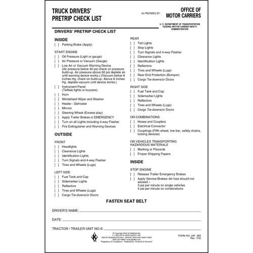 Truck Inspection Checklist Gotilo