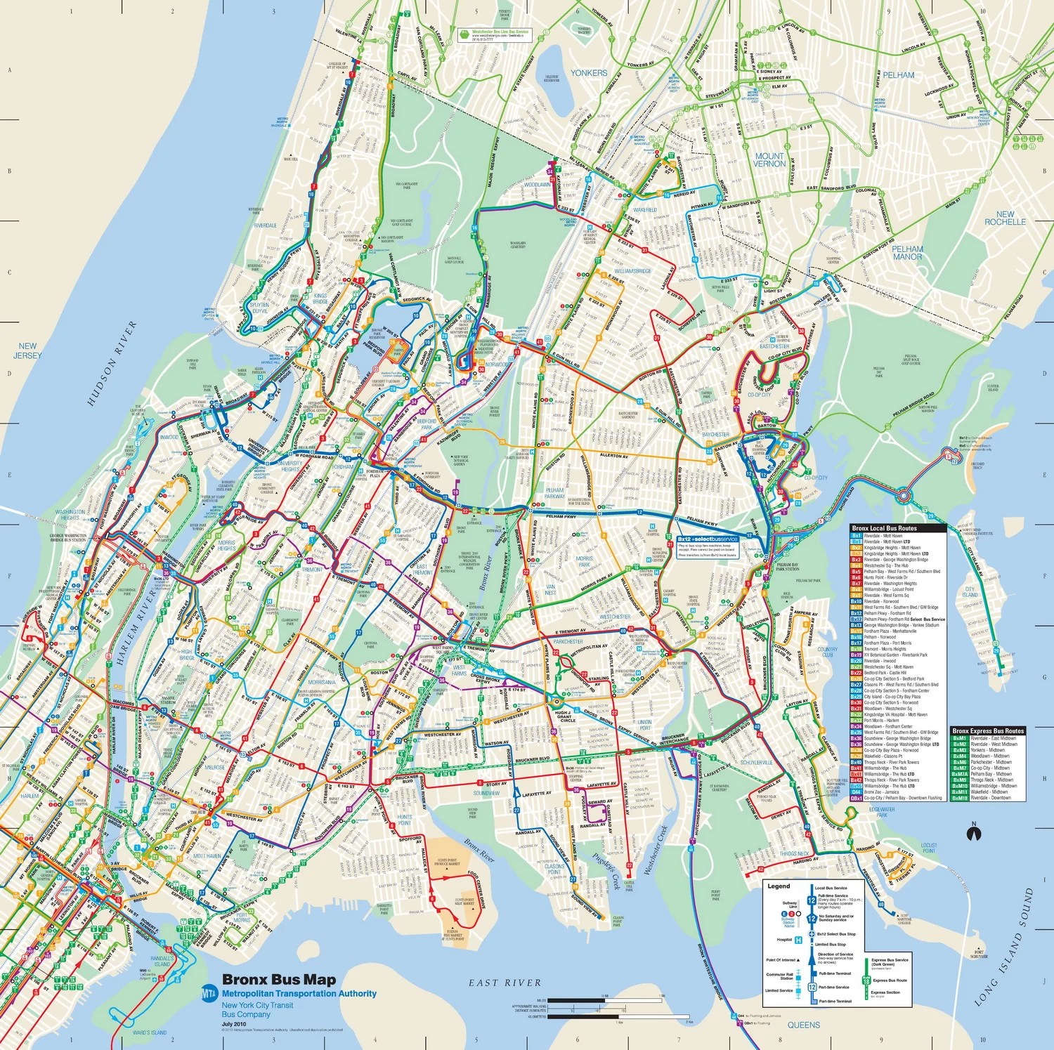 Map Of The Bronx The Bronx Bus Routes Map - Go! Nyc Tourism Guide