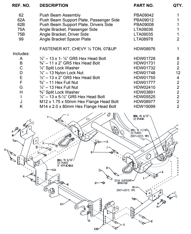 Boss Snow Plow Mount LTA09001 Undercarriage