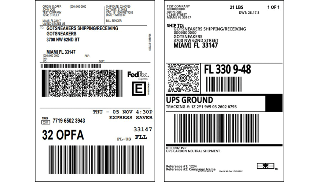 Shipping Instructions GotSneakers