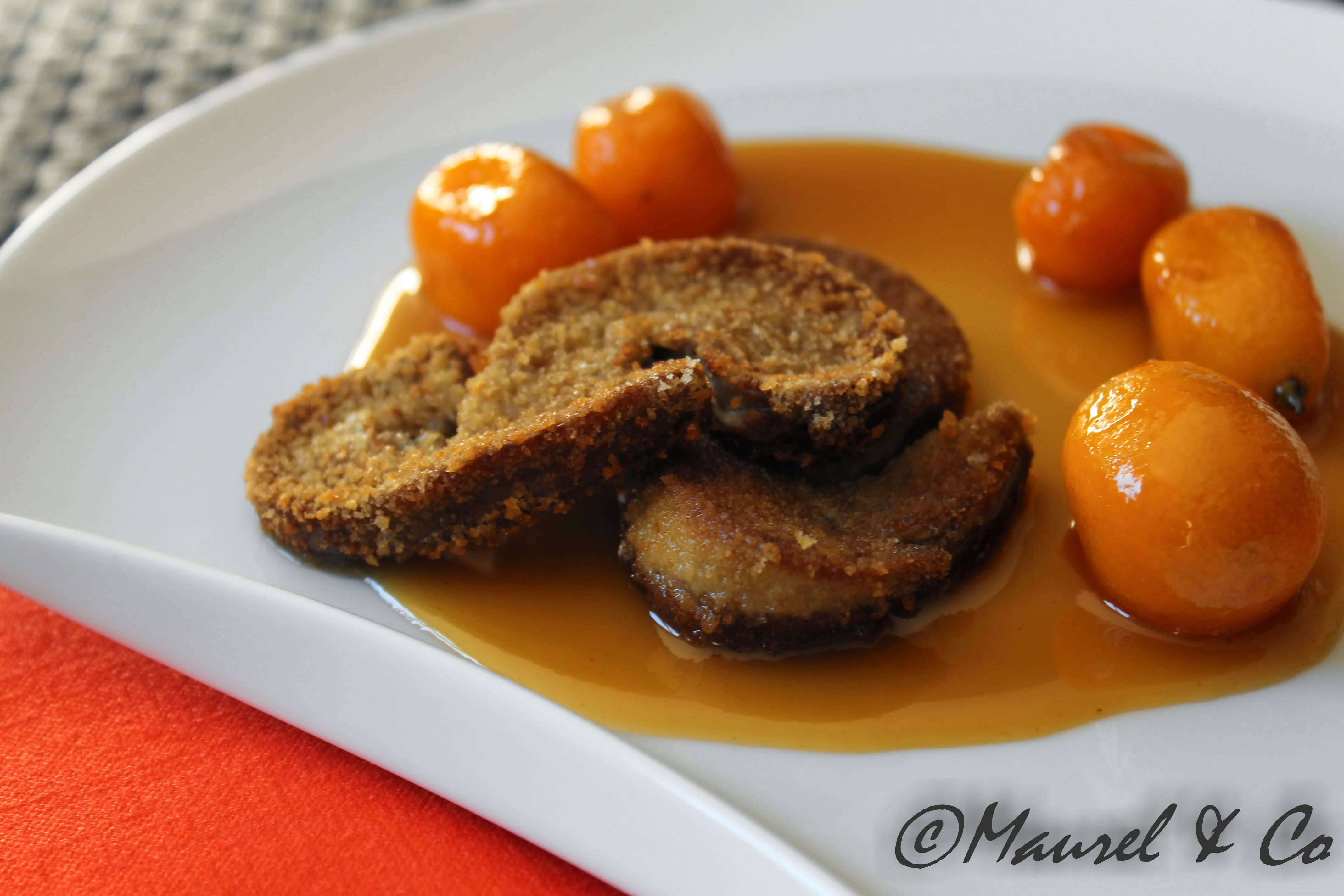 Escalopes de foie gras croustillantes aux Kumquats Gourmand Croquant