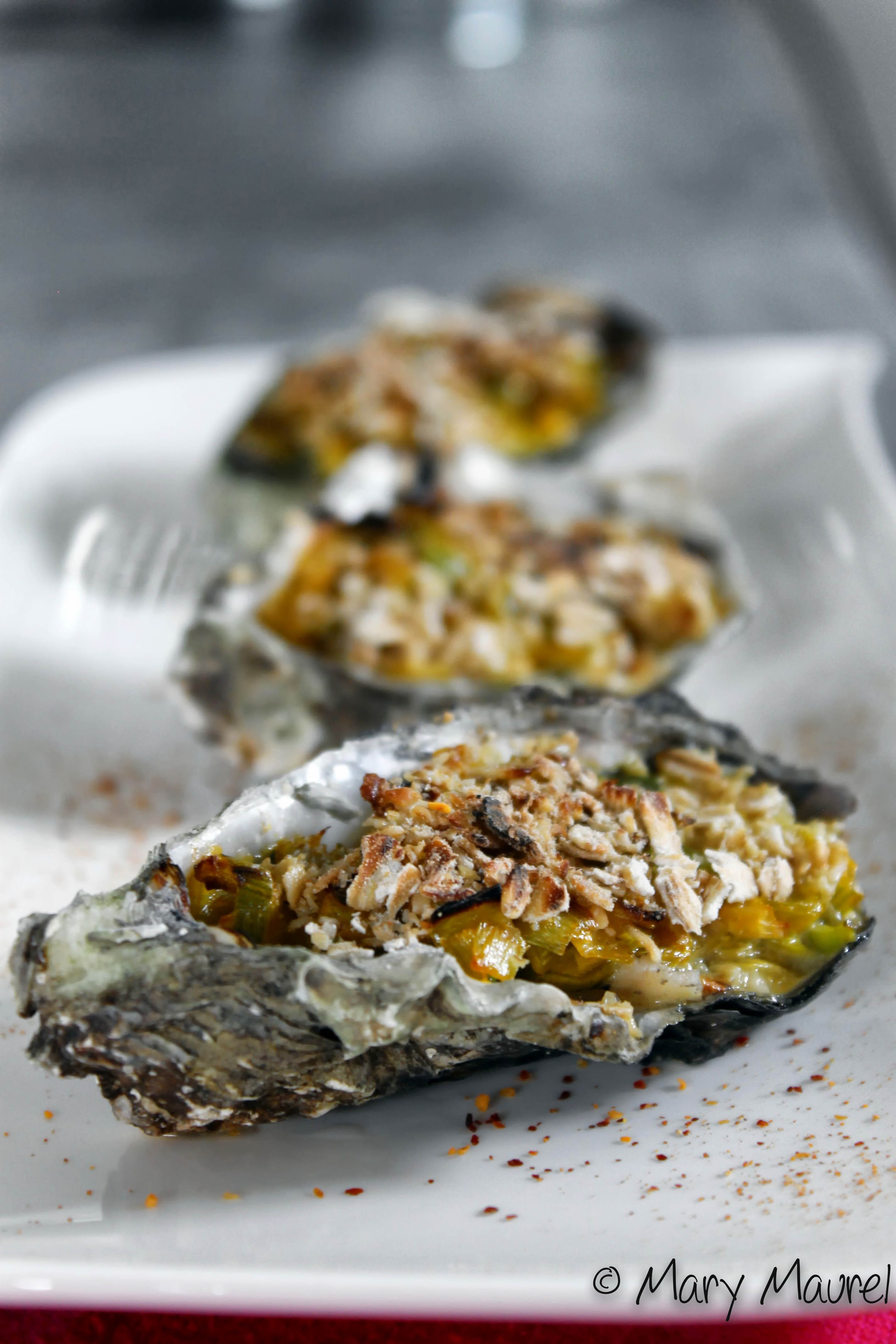 Huitres Chaudes à la Fondue de Poireaux Gourmand Croquant By Mary & Co