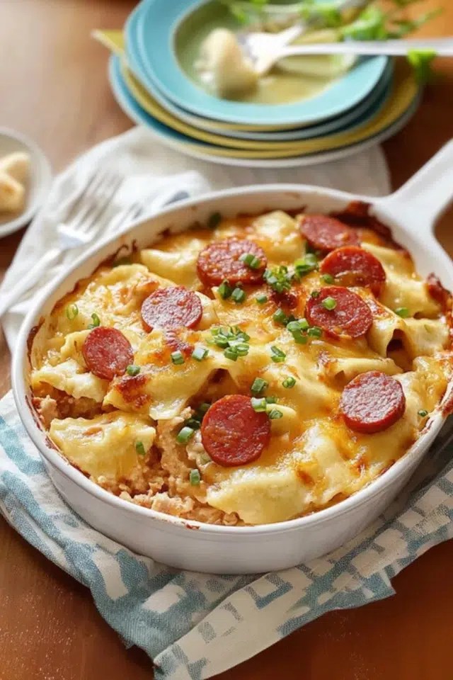 Crockpot Pierogi Casserole with Turkey Kielbasa Gourmet Martha
