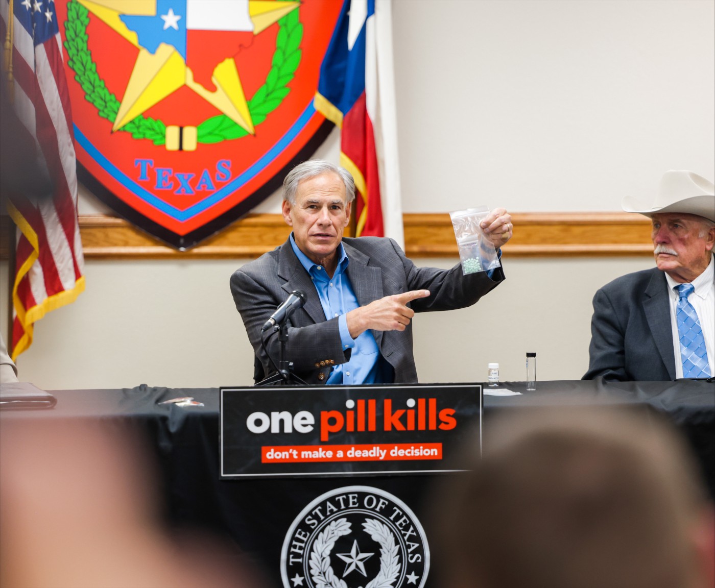 Governor Abbott Highlights Statewide "One Pill Kills" Campaign In Waco Office of the Texas