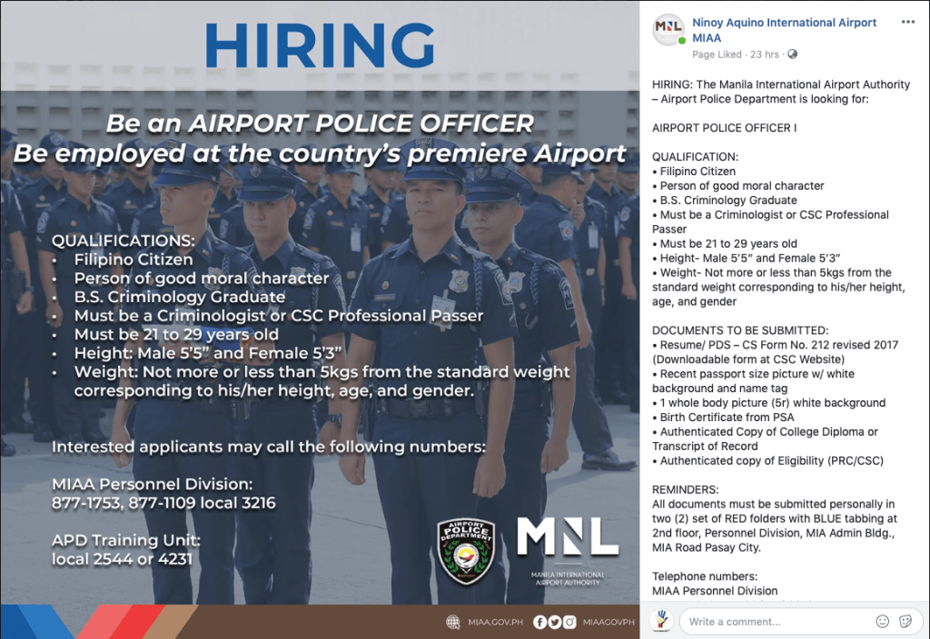 Hiring At Manila International Airport Authority MIAA Police Officers hiring-at-manila-international-airport-authority-miaa-police-officers