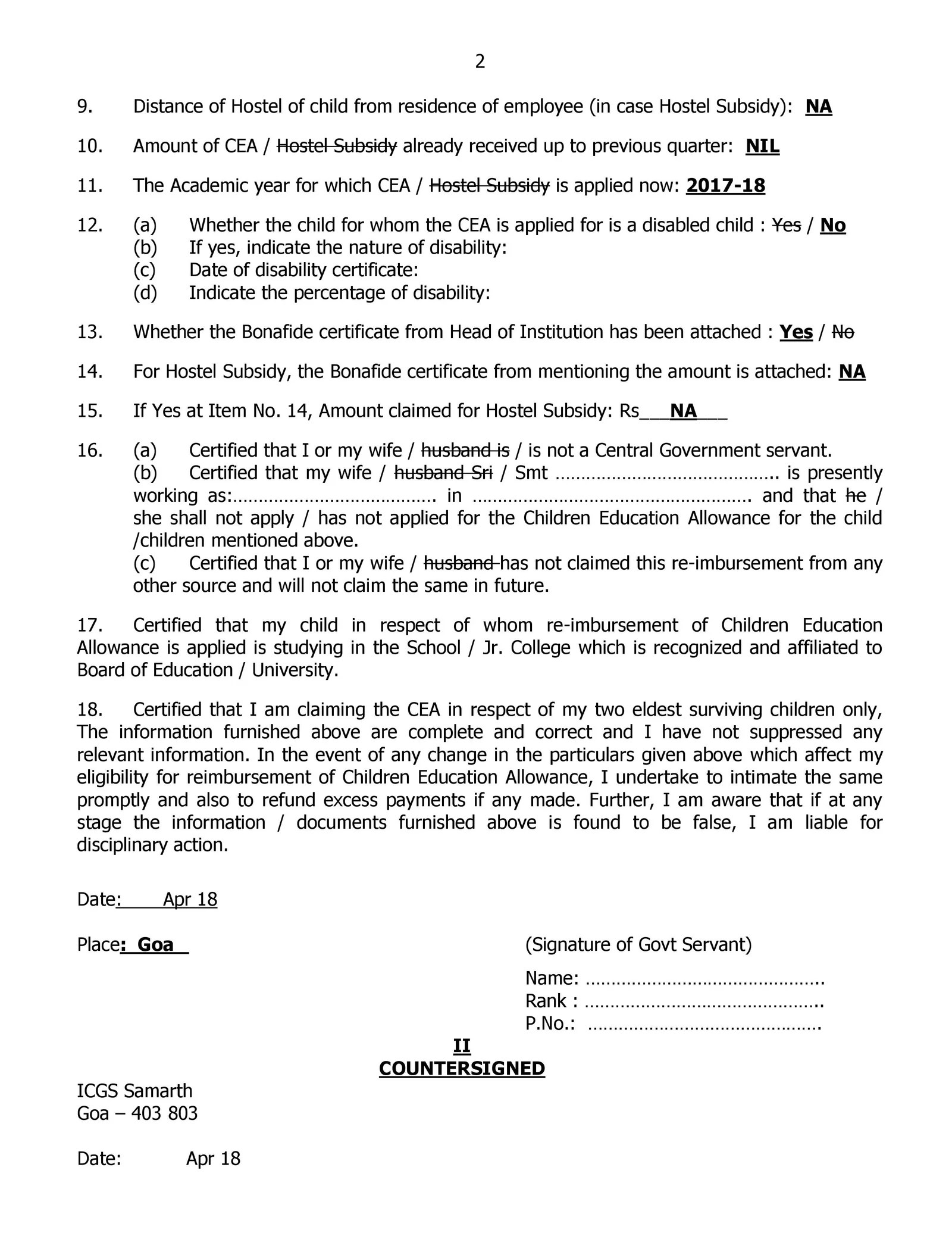 [PDF] Children Education Allowance Form Download Here Govtempdiary