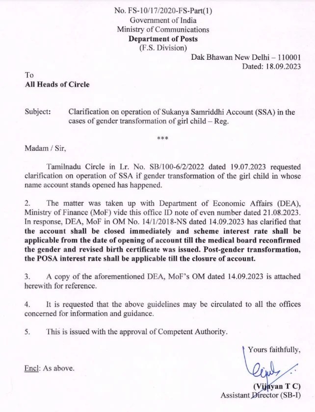 SSA Operation in Cases of Gender Change DOP Govtempdiary