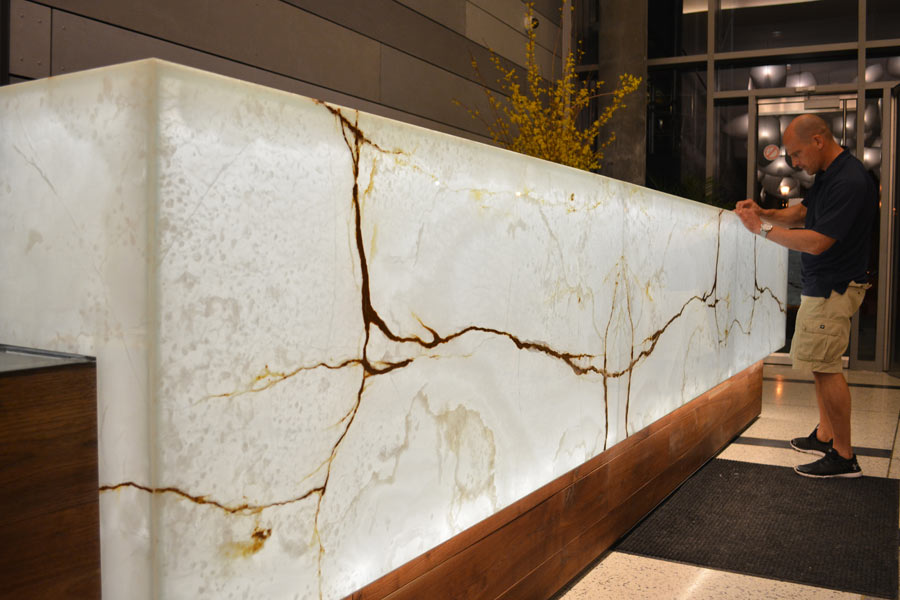 Backlit Onyx Reception Desk GPI Design