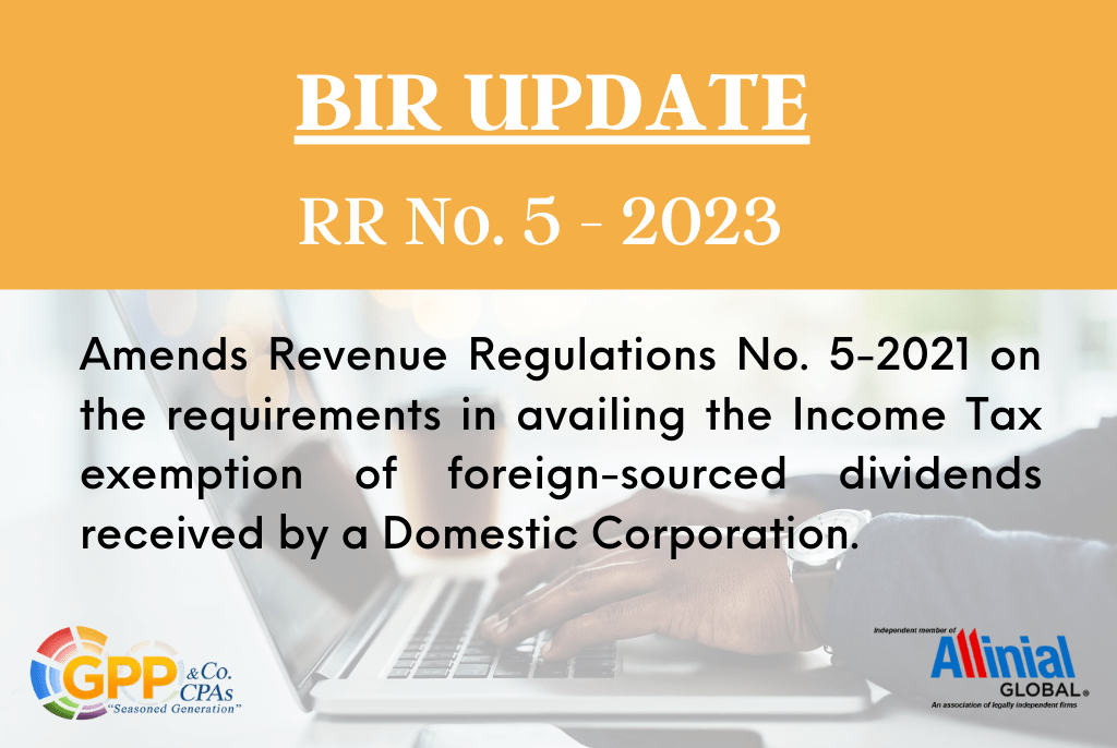 Revenue Regulations No. 5 2023 G. Pagaspas Partners & Co. CPAS