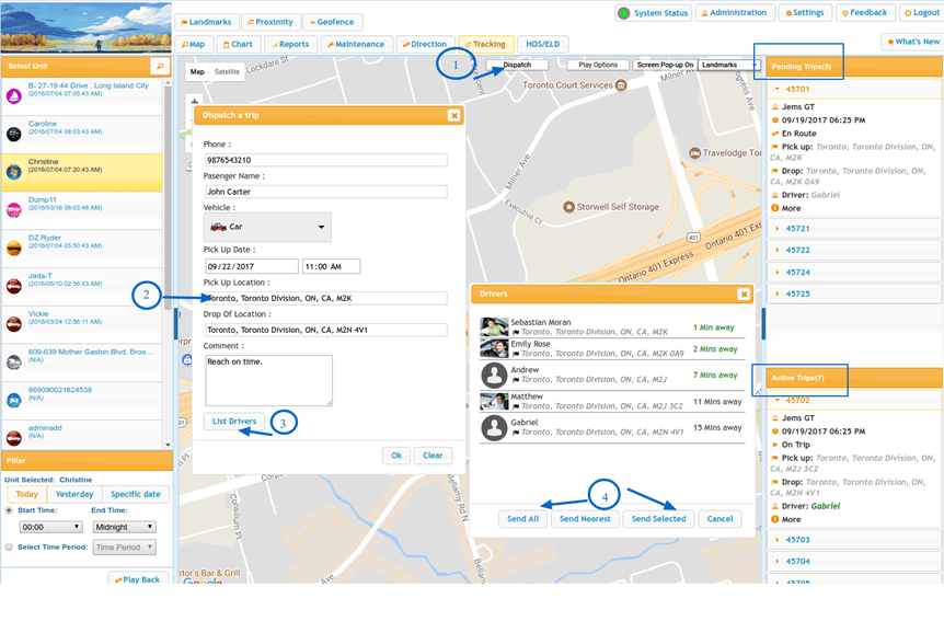 GPS Dispatch System GPS Tracking Center