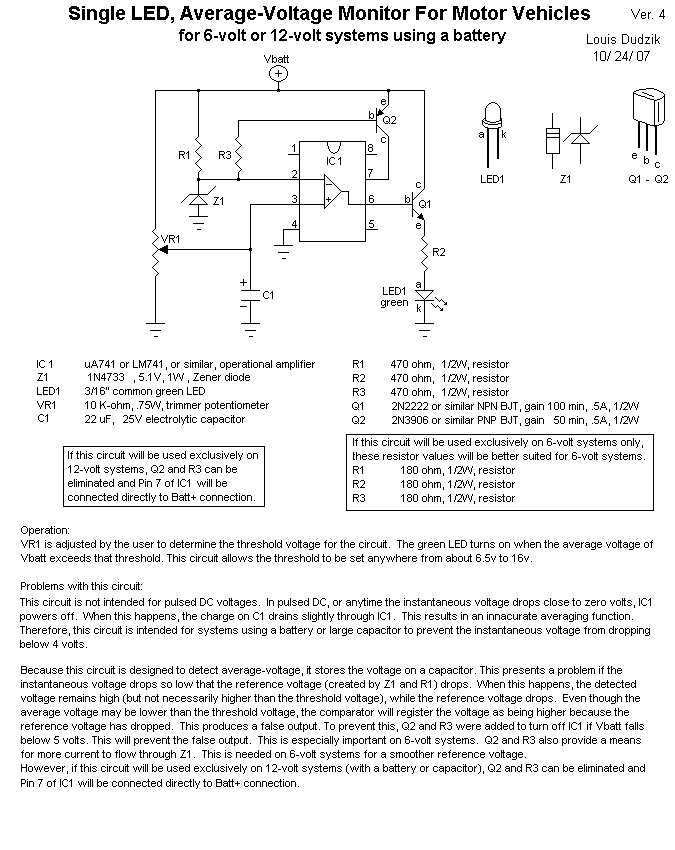 1 LED Voltage Monitor 6v/12v