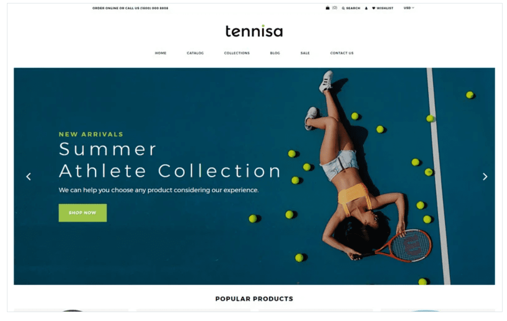 Tennisa Tennis Store Clean Shopify Theme Biggest Collection Of GPL