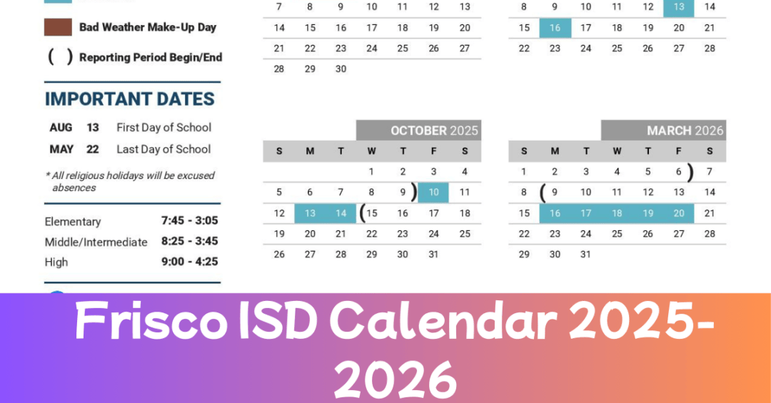 Frisco Independent School District Calendar 20252026 Download Now(06)
