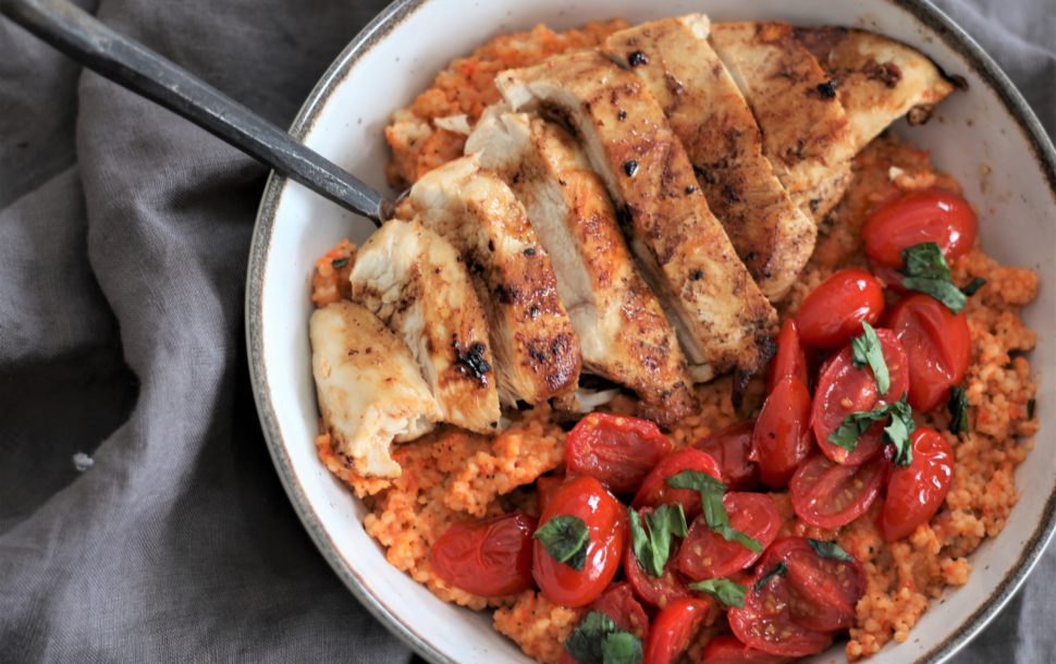 Red Pepper Couscous with Balsamic Chicken Grab Some Joy