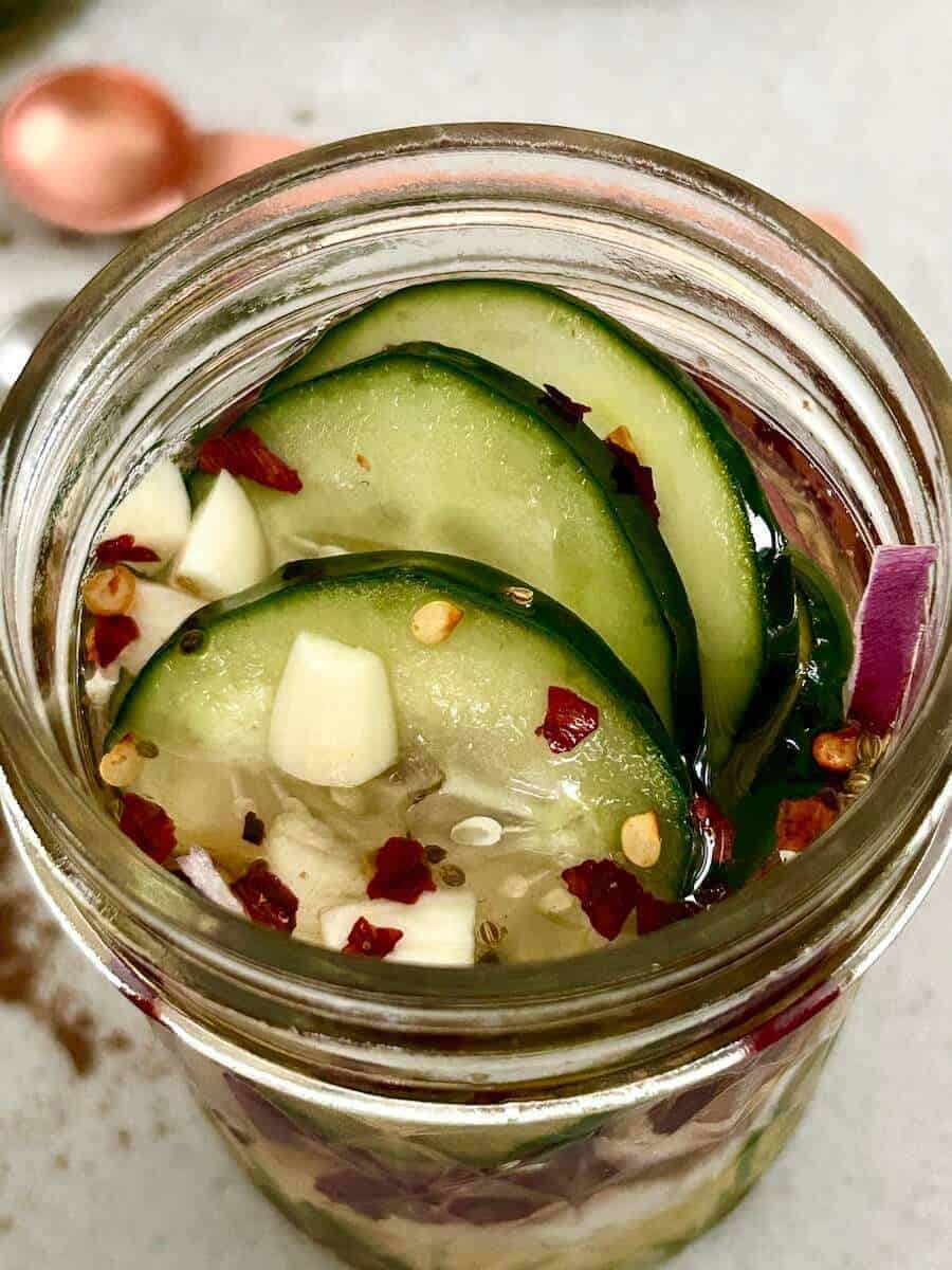 Flavorful, Quick Pickled Cucumbers and Red Onions Grace In My Space