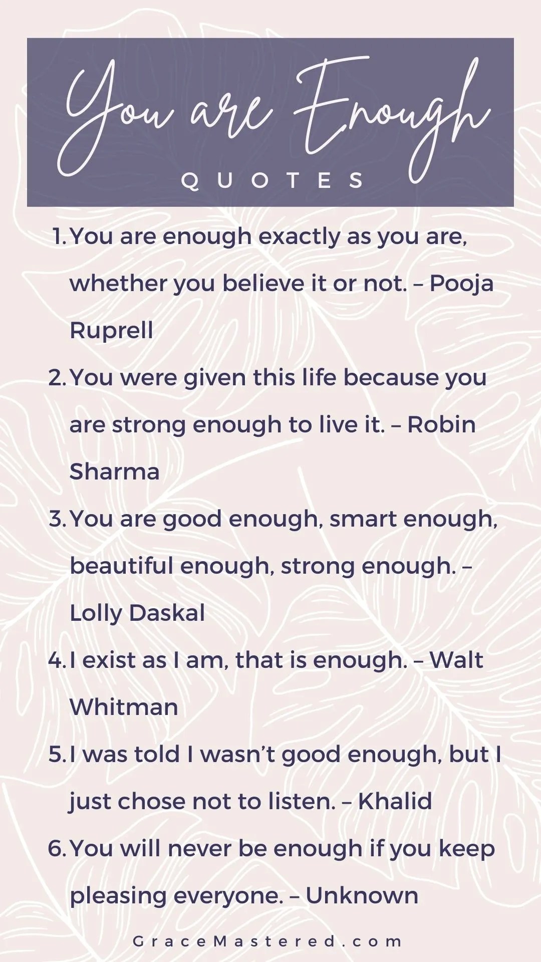 72 You are enough quotes to empower you Grace Mastered
