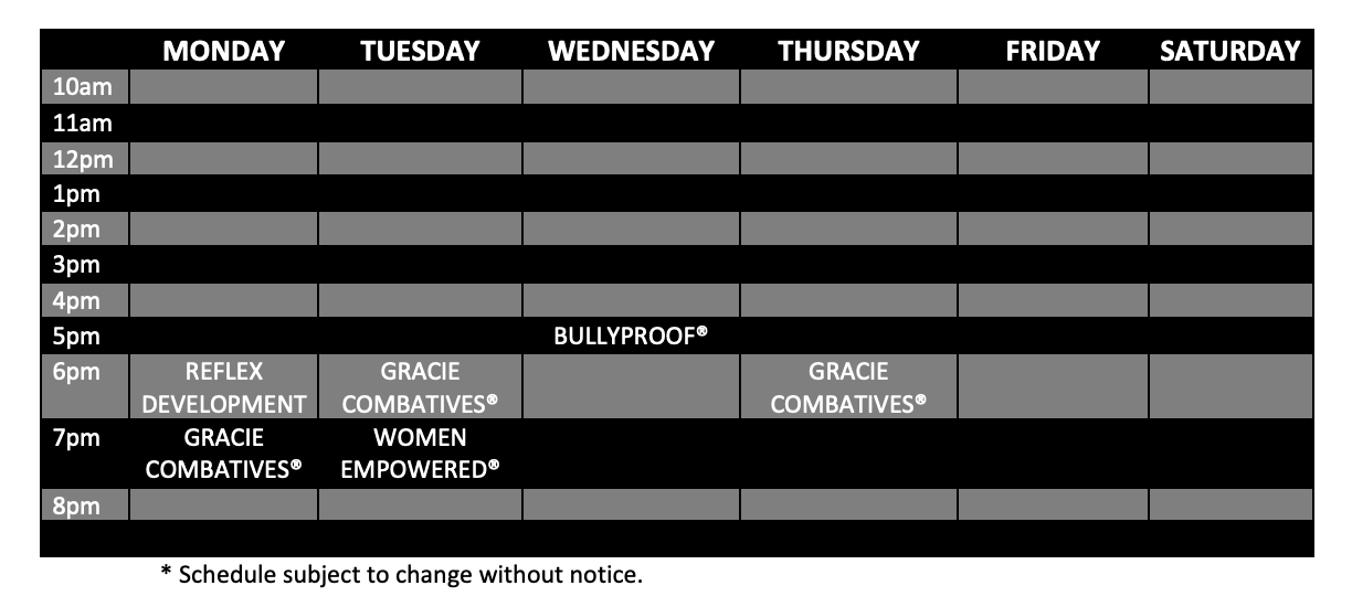 Schedule Gracie JiuJitsu Dedham