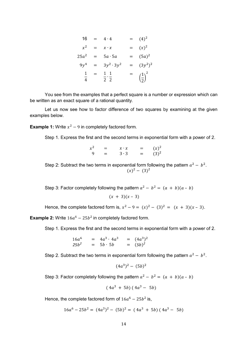 Math 8 Module 1A Factoring Polynomials Grade 8 Modules
