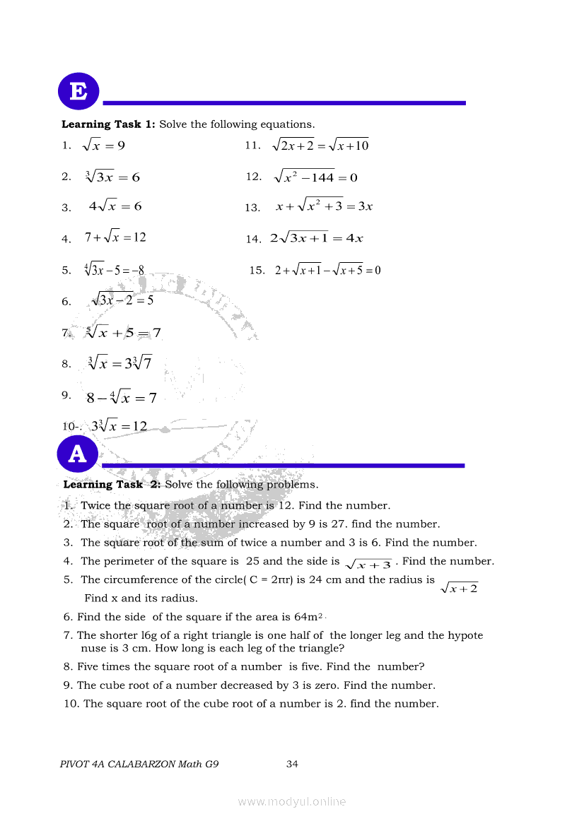 Math 9 Second Quarter Module (PIVOT) Grade 9 Modules