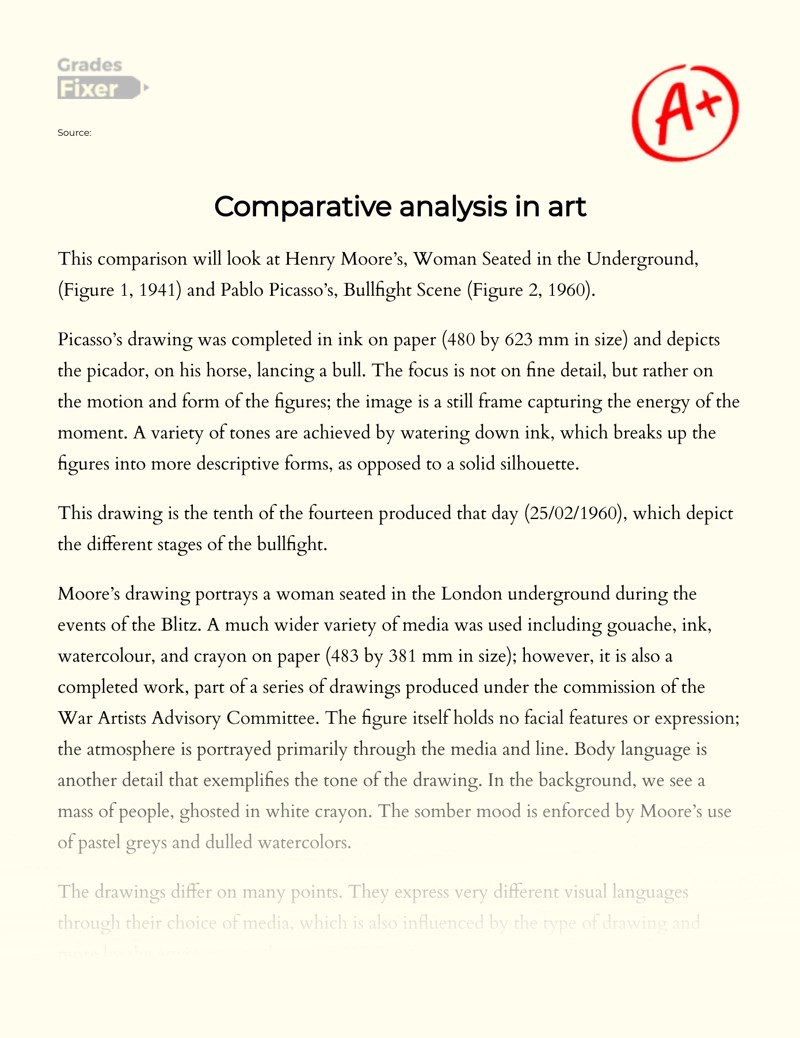 Comparative analysis in art Pablo Picasso And Henry Moore [Essay