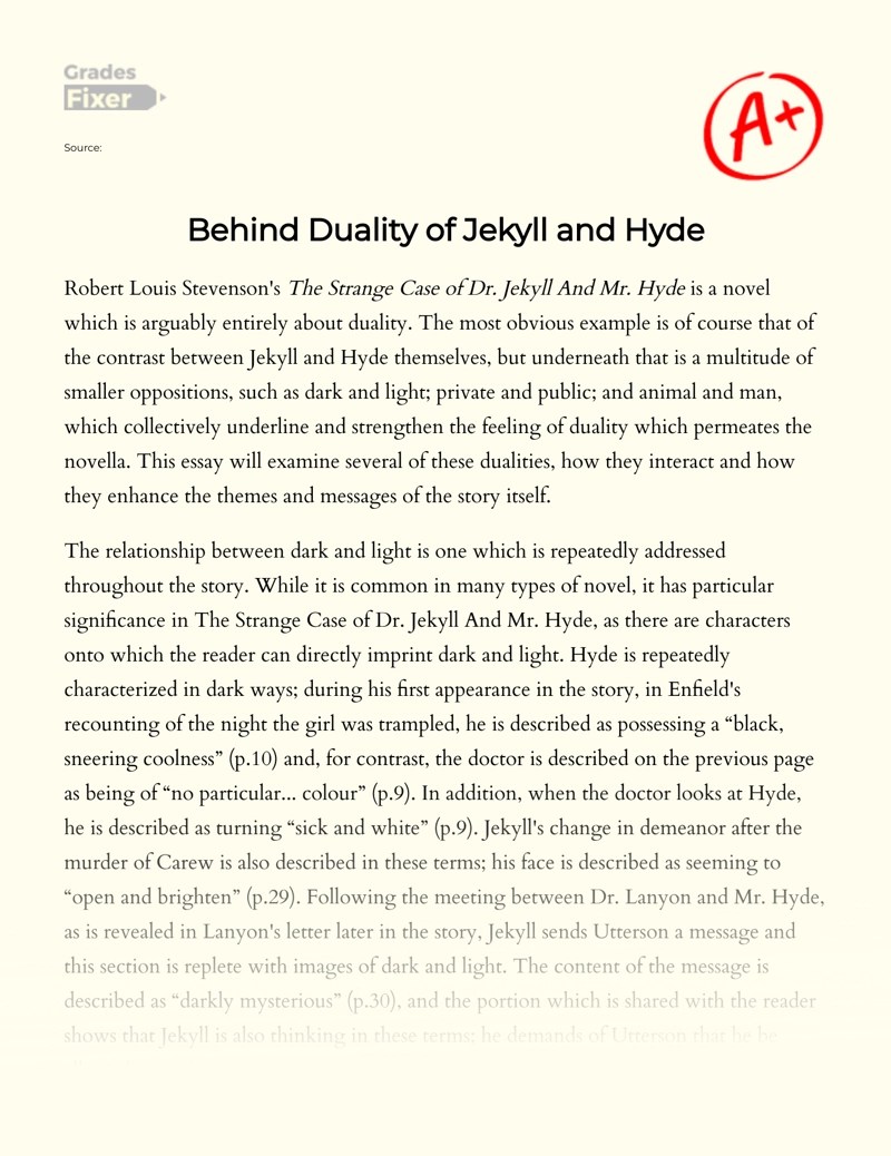 💄 Dr jekyll and mr hyde essay examples. The Strange Case of Dr. Jekyll