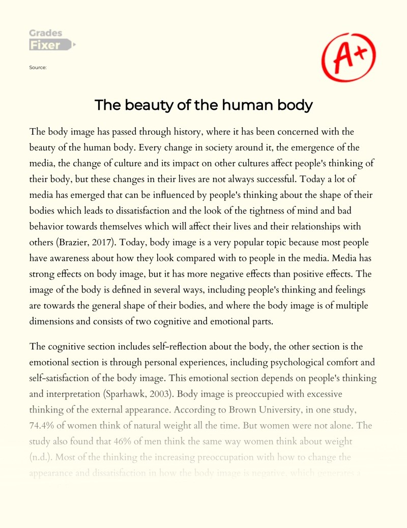 The beauty of the human body [Essay Example], 1544 words GradesFixer