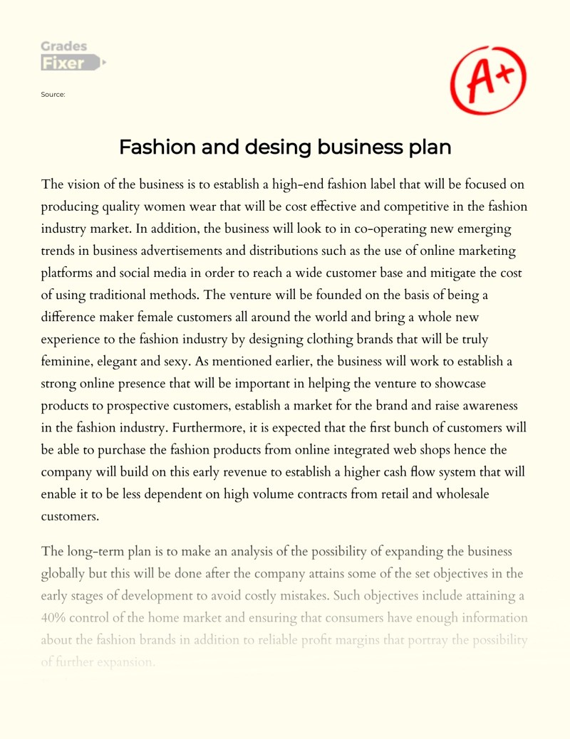 Fashion Business Plan