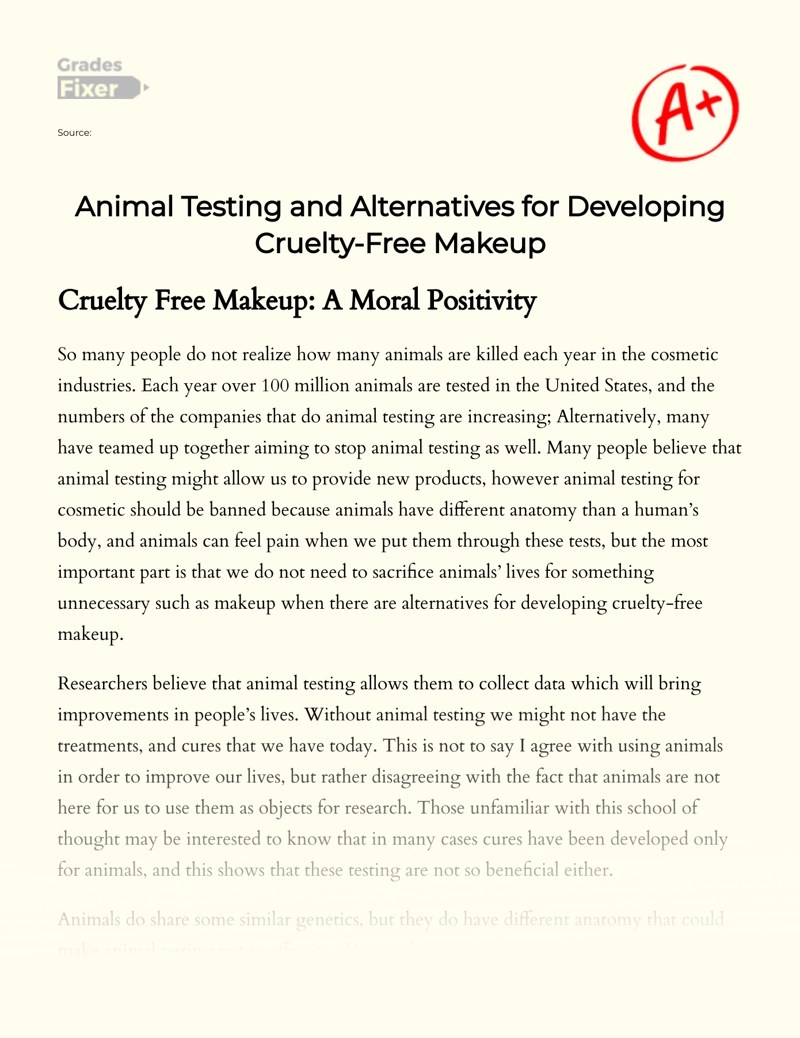 Animal Testing and Alternatives for Developing CrueltyFree Makeup