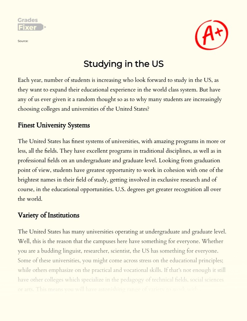 World Education Systems Why Do You Want to Study in USA [Essay