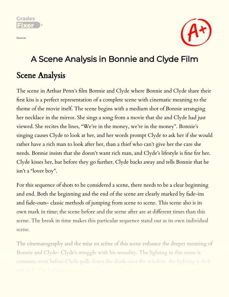 Bonnie and Clyde Film Scene Analysis Example [Essay Example], 785
