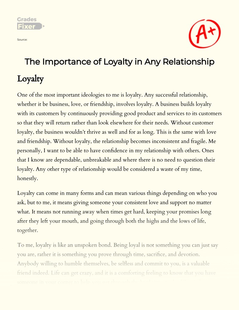 Loyalty Essay Telegraph