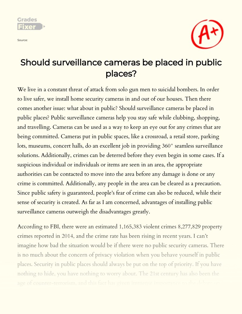 Discussion On Whether Surveillance Cameras Should Be Placed In Public