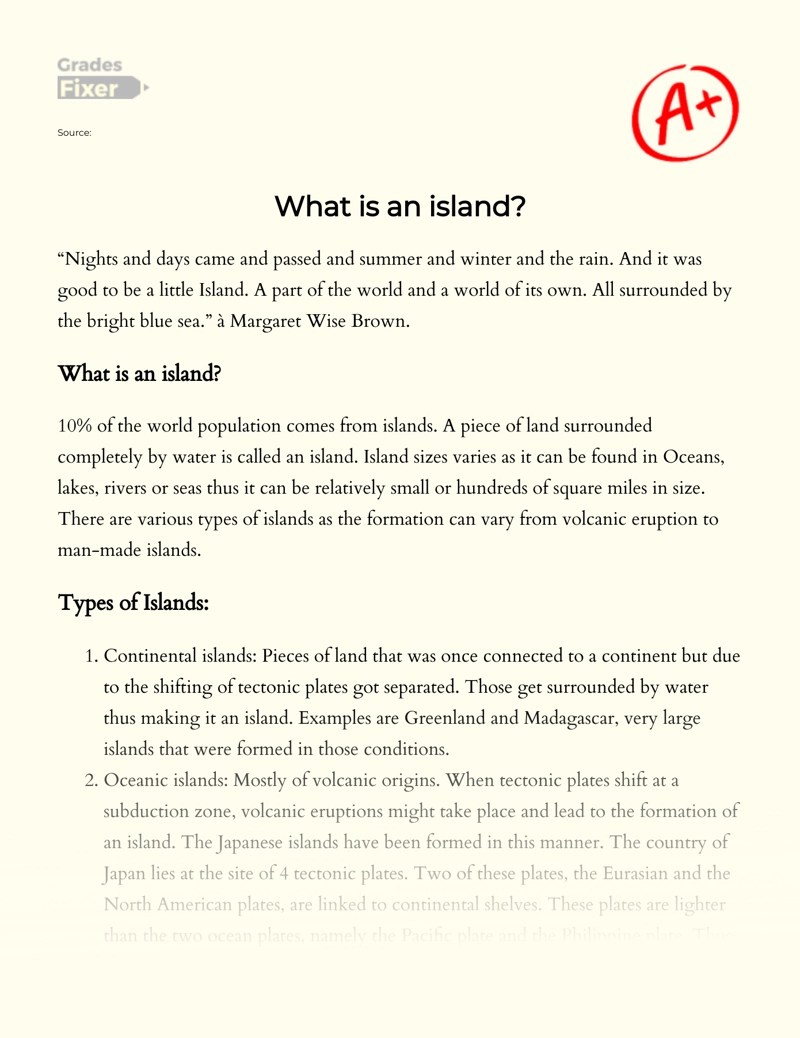 Analysis Of What An Island Is [Essay Example], 545 words GradesFixer