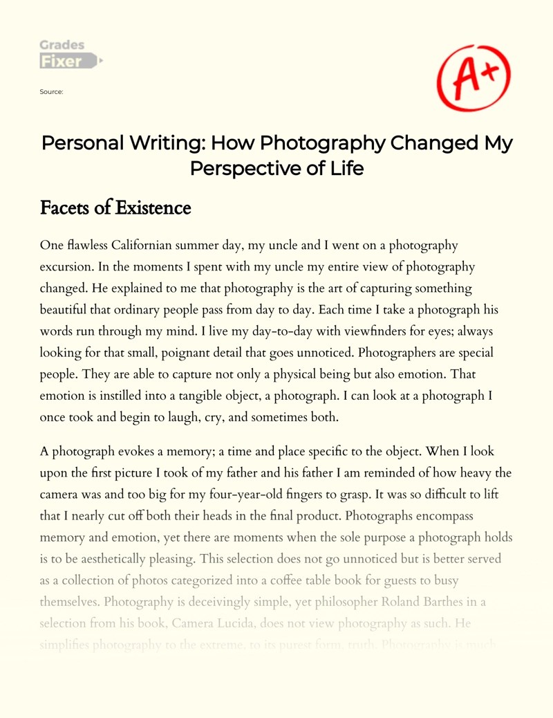 Personal Writing How Photography Changed My Perspective of Life