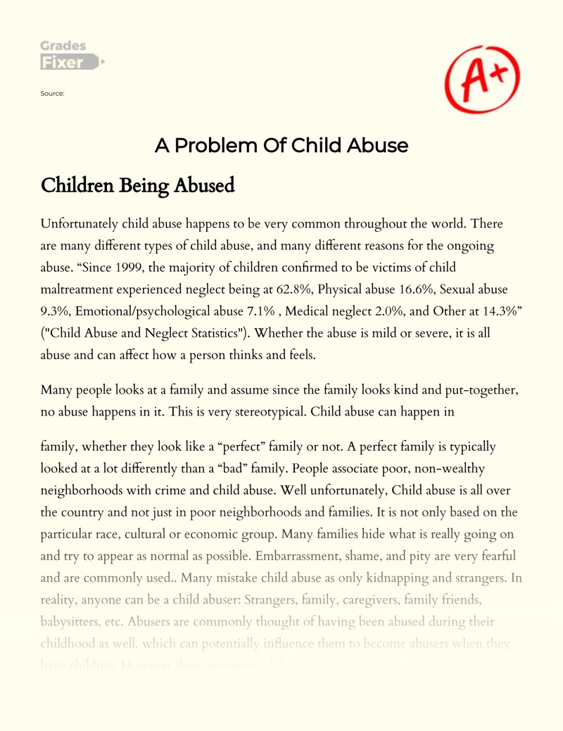Problems of Children Being Abused [Essay Example], 1209 words GradesFixer