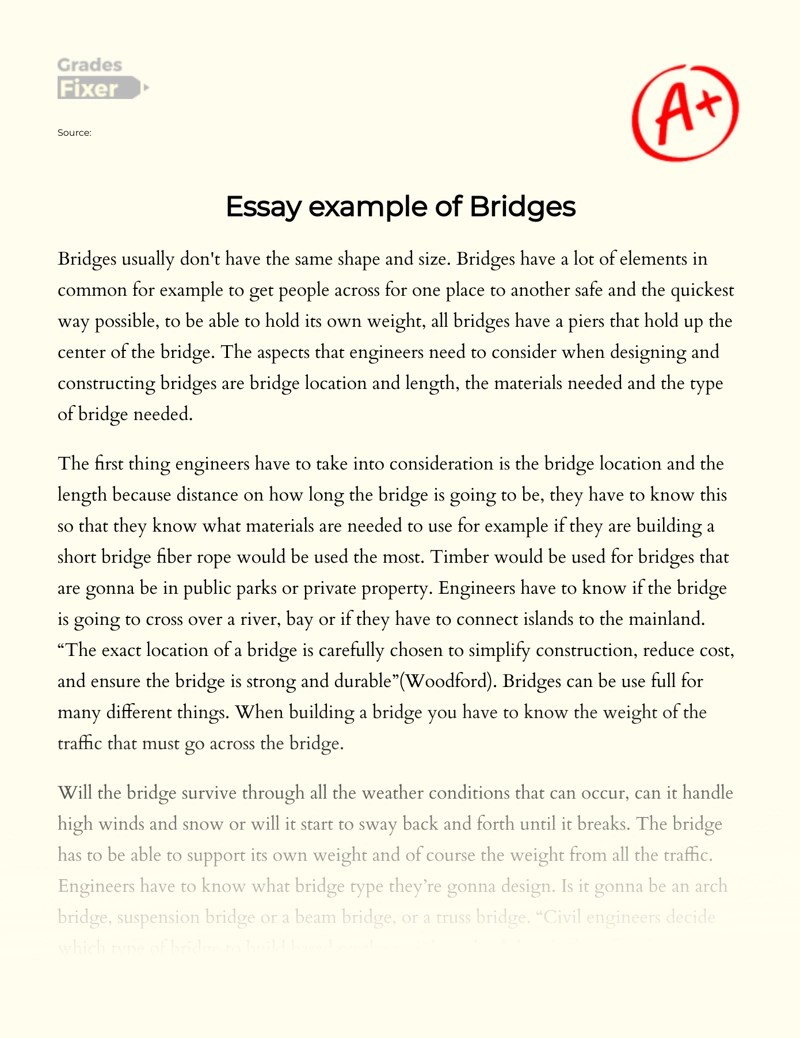 Bridges Most Important Things In Structure [Essay Example], 585 words