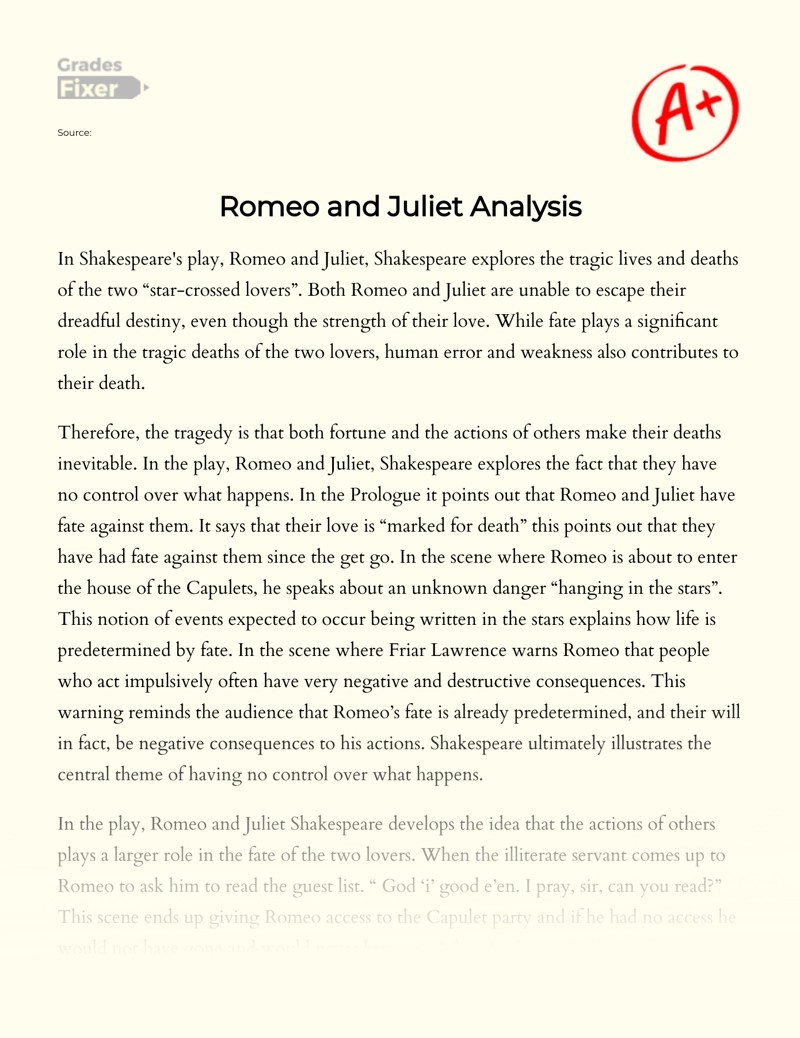 Romeo And Juliet 5 Paragraph Essay Telegraph