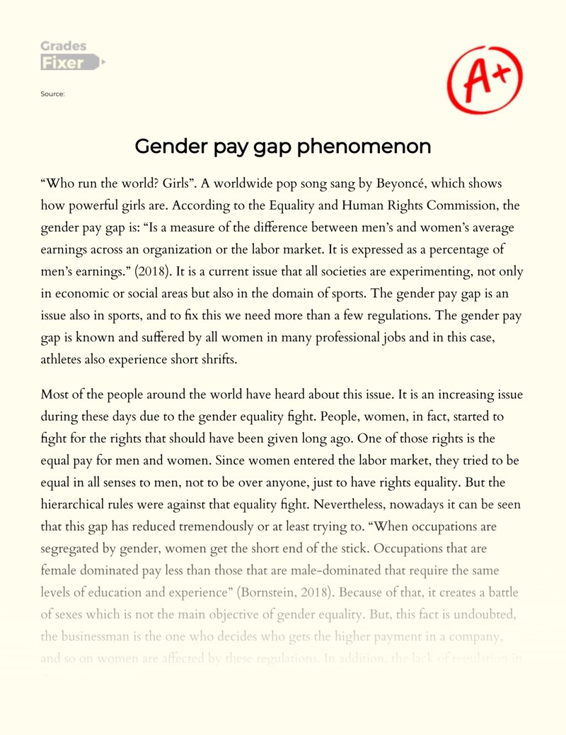 Gender pay gap phenomenon [Essay Example], 1007 words GradesFixer
