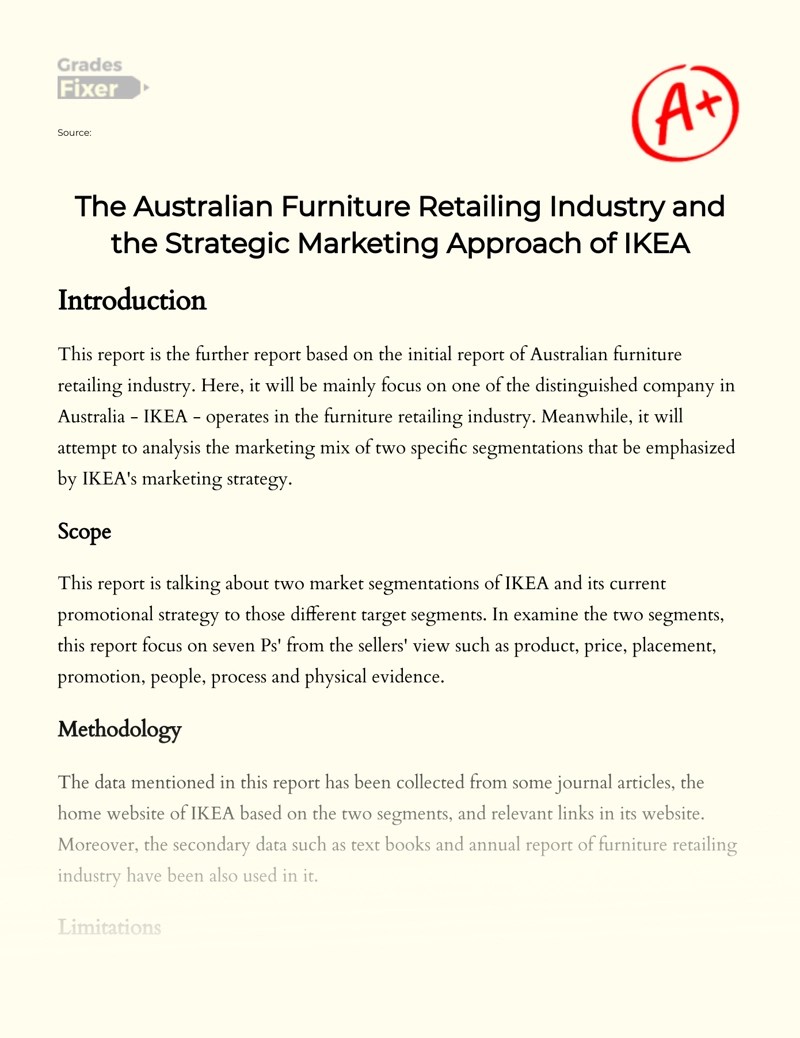 The Australian Furniture Retailing Industry and the Strategic Marketing