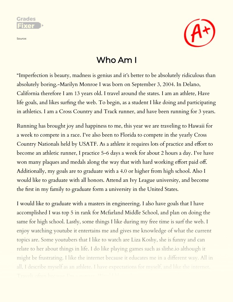 A Few Words about Myself [Essay Example], 359 words GradesFixer