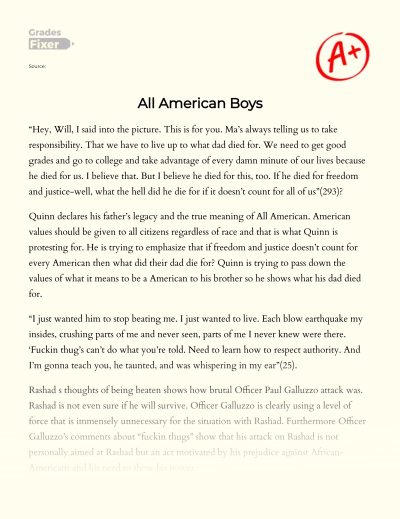 Famous Quotes From All American Boys References All American Boys: [Essay Example], 433 Words Gradesfixer